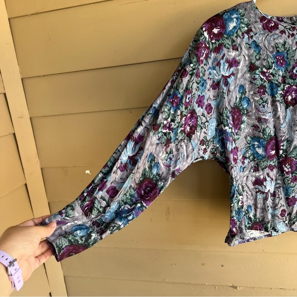 Tangent Floral Long Sleeve Top - Size Small - Vintage Modest Casual - Picture 7 of 8